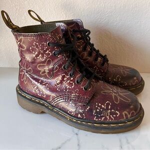 Vintage Dr Martens 8175 Women’s Floral Made In England Boots Size 5 US 3UK Red